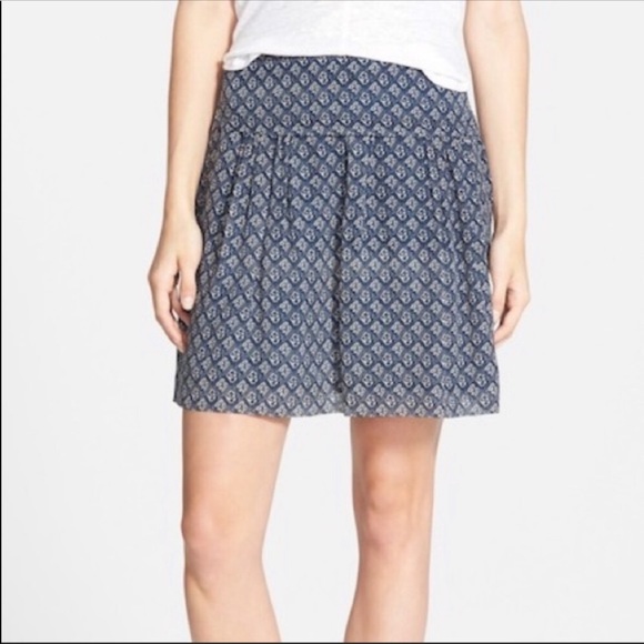 Madewell Dresses & Skirts - Madewell Blue Mosaic Print Silk Skirt 6